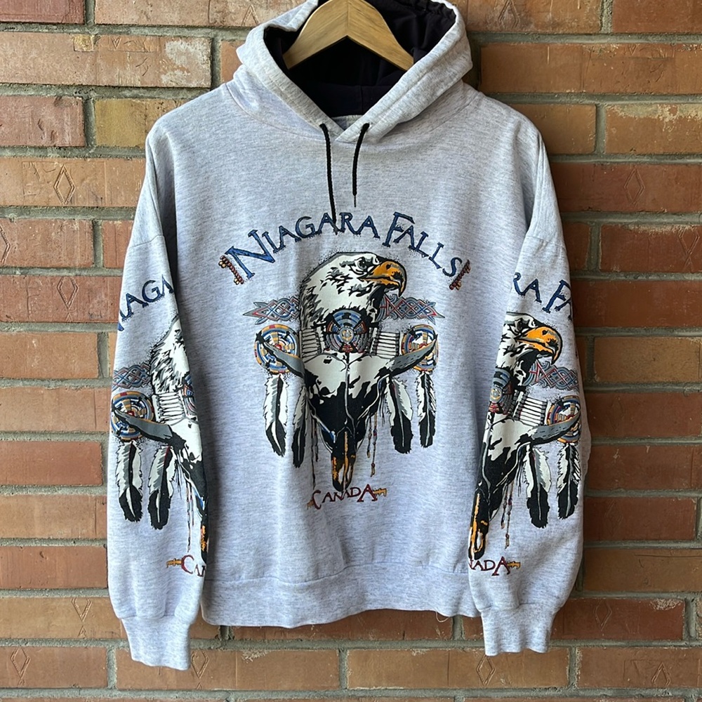 Vintage Niagara Falls Eagle Hoodie / AOP / 90s / Large